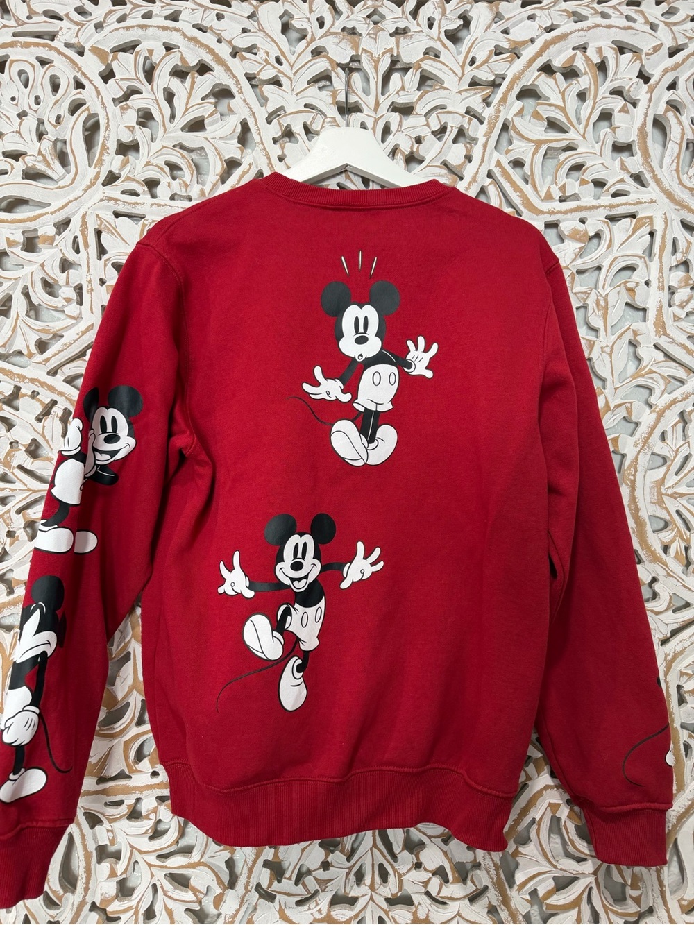 Woman's Mickey Mouse Red Graphic Crewneck Sweatshirt - Picture 2 of 2